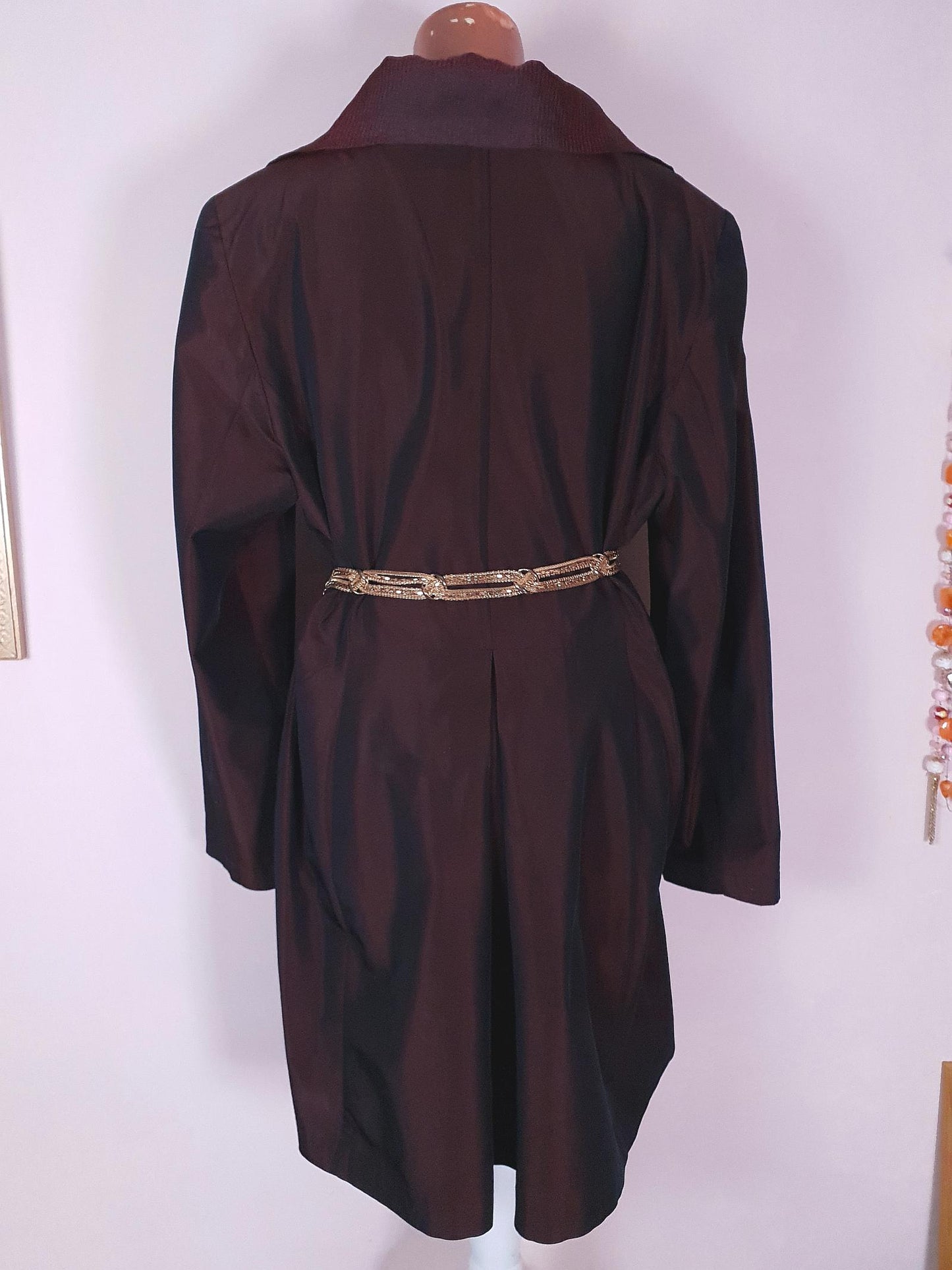 Vintage 1980s Burgundy/Brown Opera Evening Coat - Size 16/18