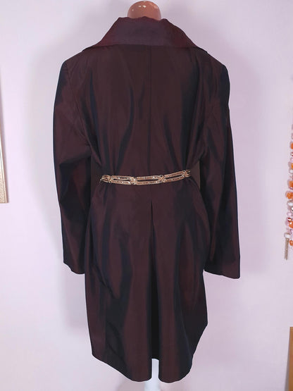 Vintage 1980s Burgundy/Brown Opera Evening Coat - Size 16/18