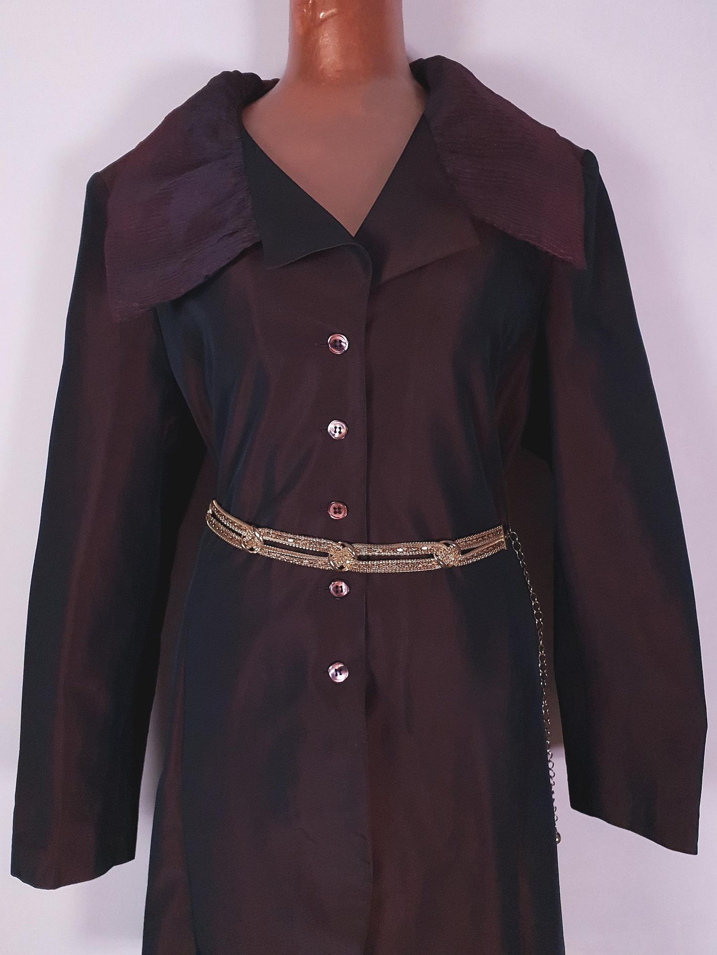 Vintage 1980s Burgundy/Brown Opera Evening Coat - Size 16/18