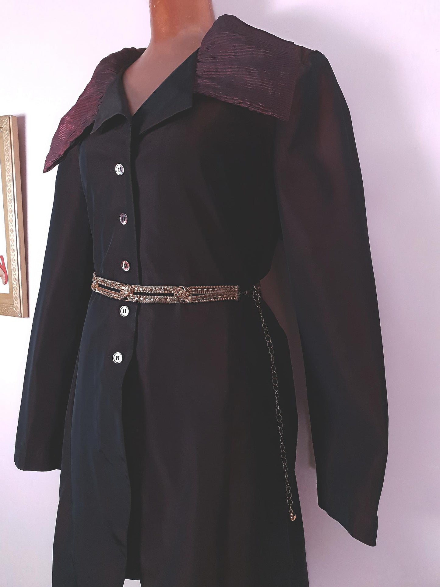 Vintage 1980s Burgundy/Brown Opera Evening Coat - Size 16/18