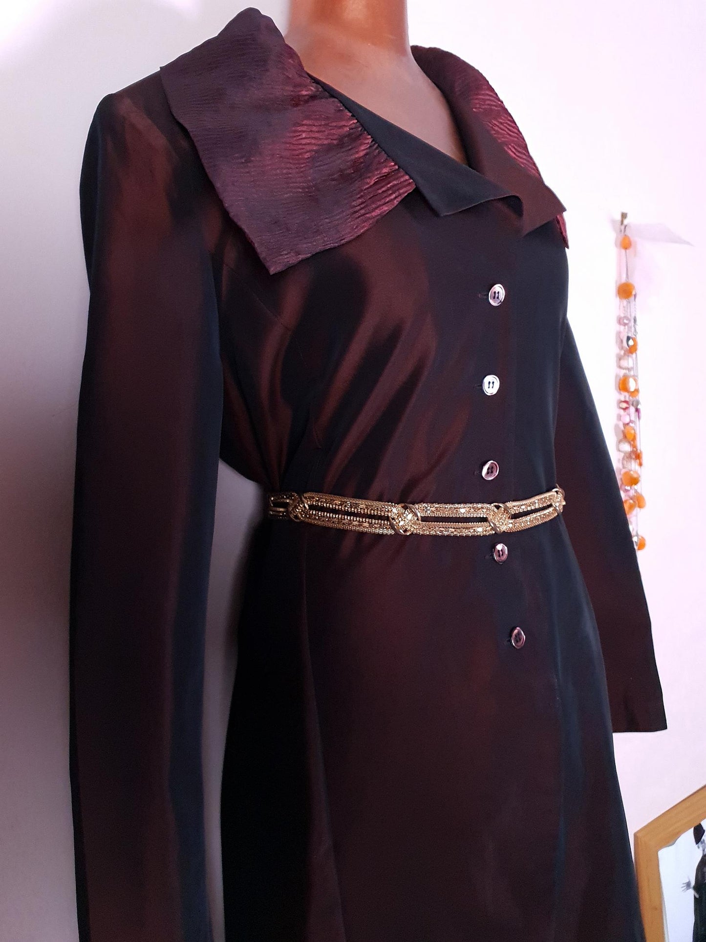 Vintage 1980s Burgundy/Brown Opera Evening Coat - Size 16/18