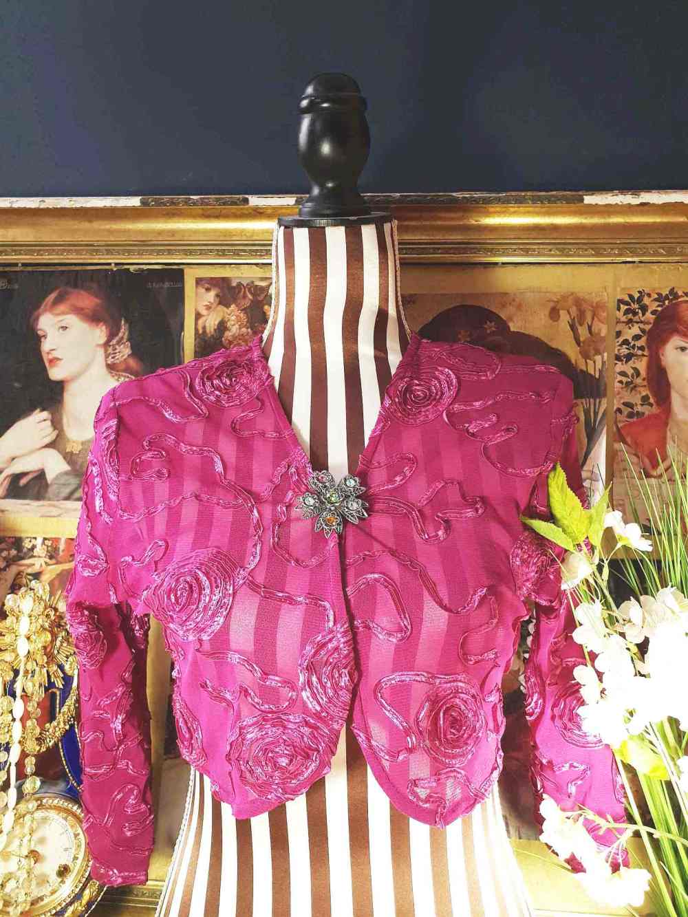 Vintage 1960s Rhinestone Flower Brooch Filigree Victorian Revival