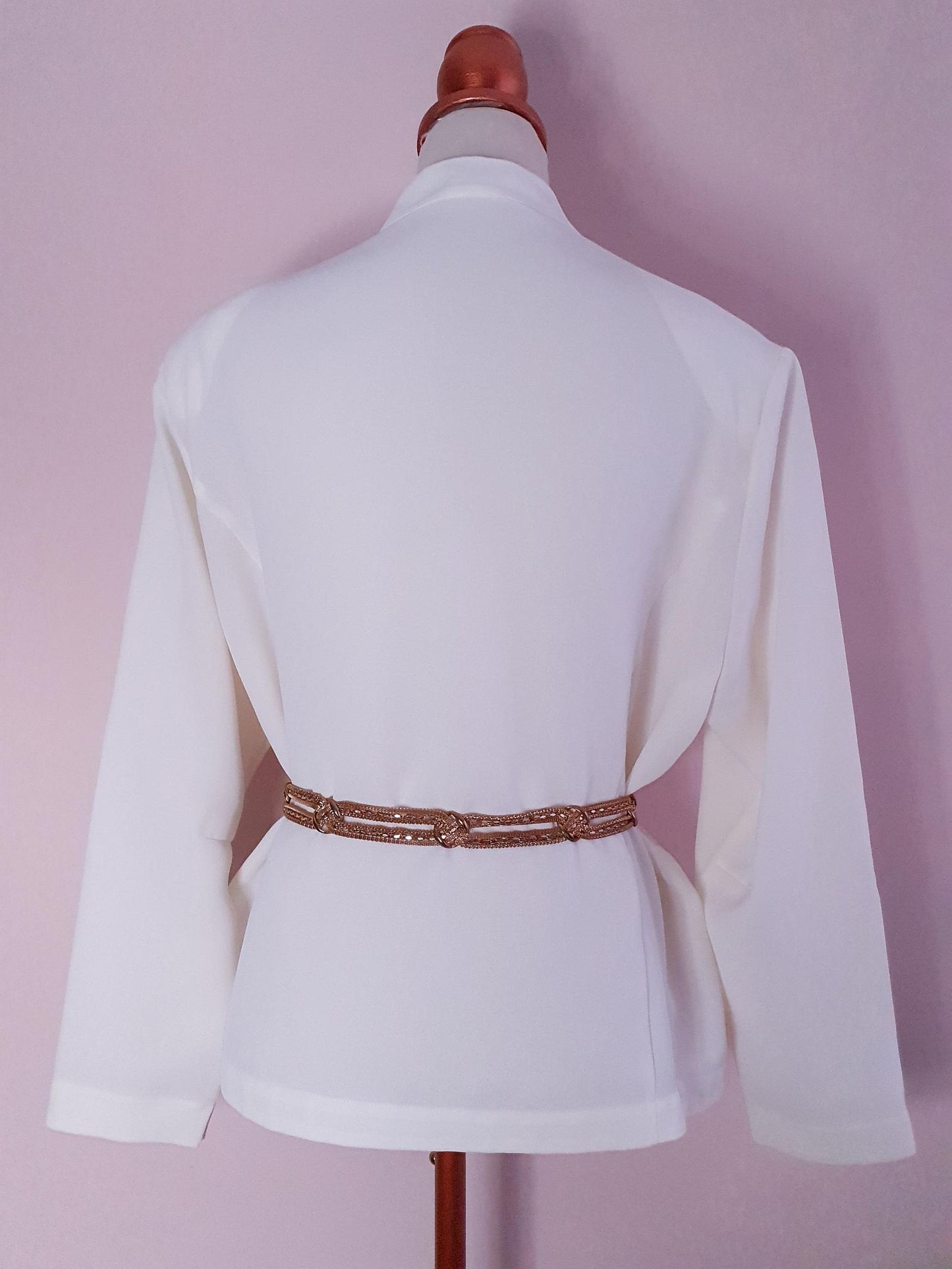 Elegant Vintage 1980s Oversized Cream Embroidered Top Blouse Shirt