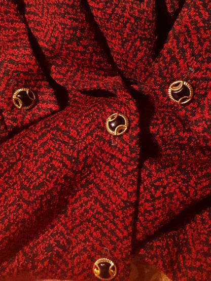 Vintage Red and Black Jacket  1980s - Size 14 Retro English