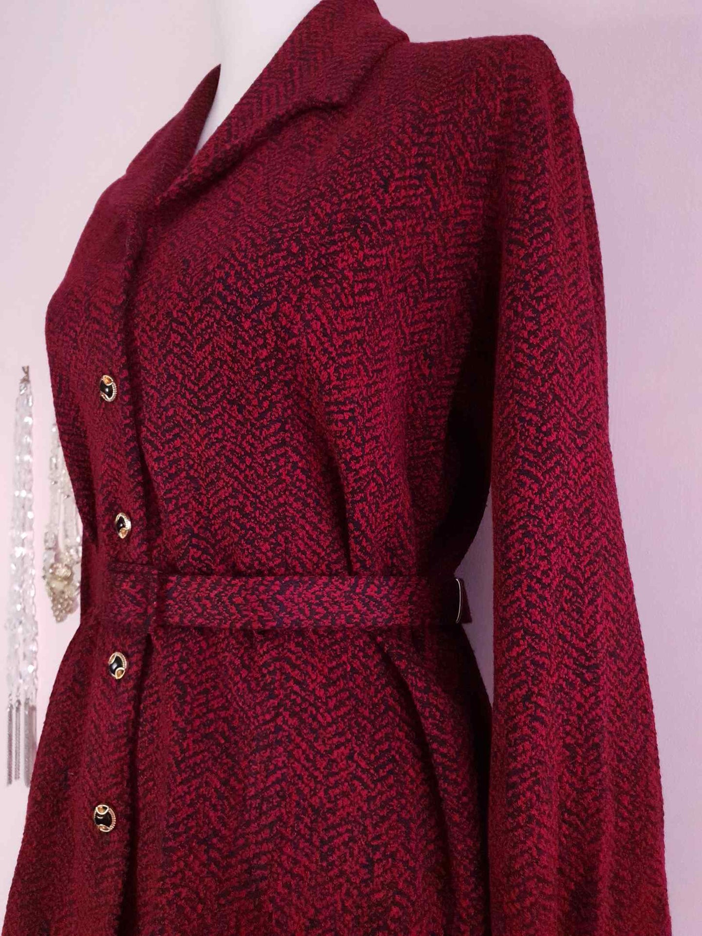 Vintage Red and Black Jacket  1980s - Size 14 Retro English