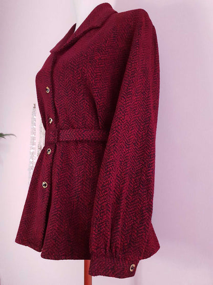 Vintage Red and Black Jacket  1980s - Size 14 Retro English