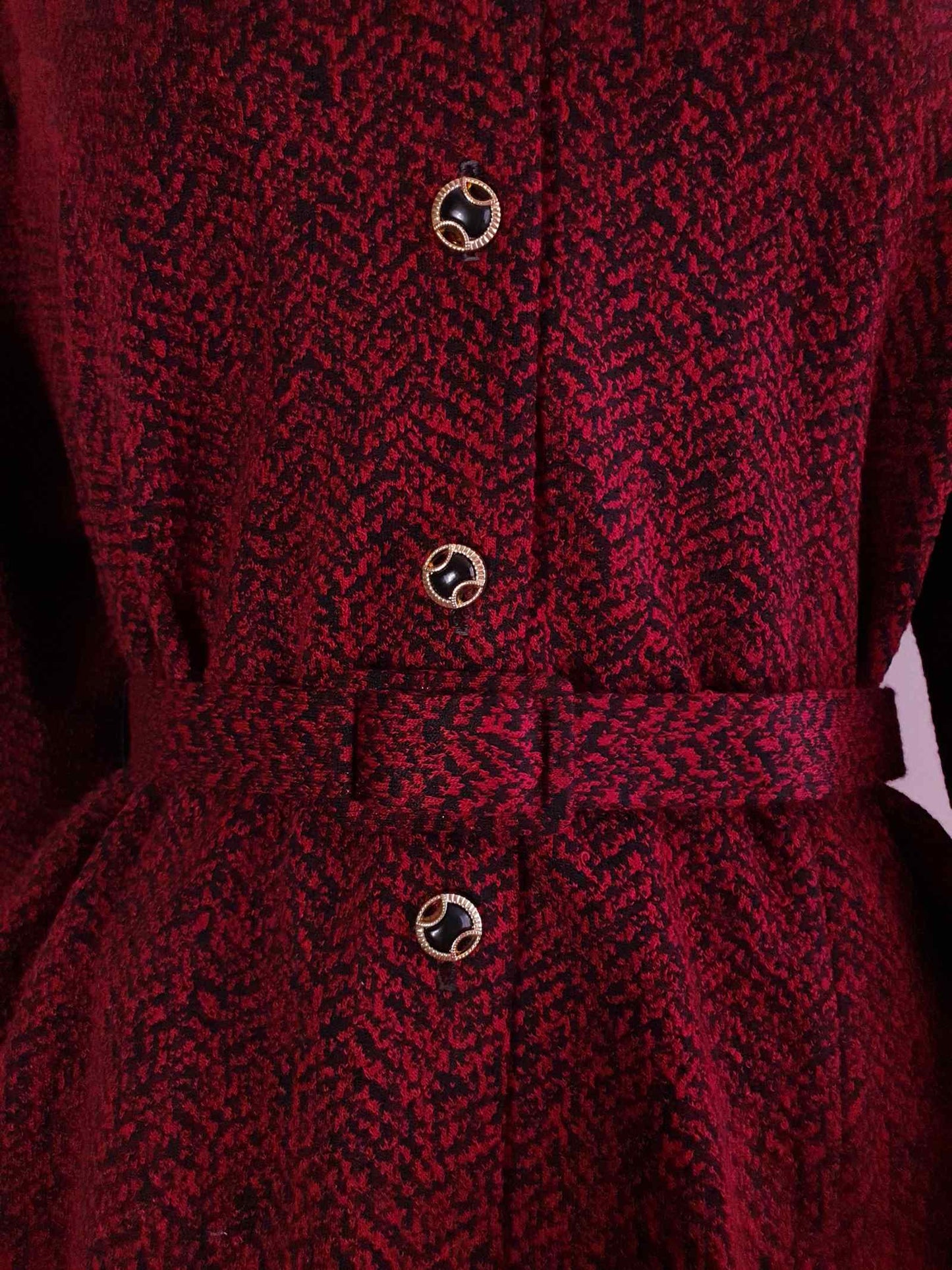 Vintage Red and Black Jacket  1980s - Size 14 Retro English