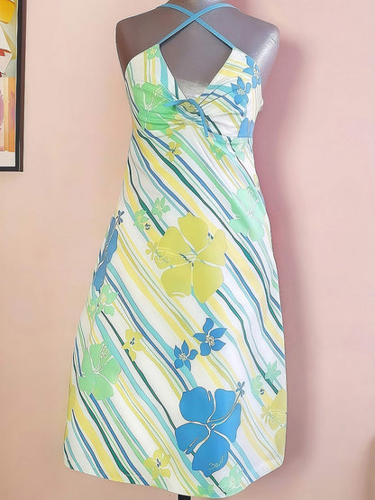 Vintage 90s Summer Dress Billabong Floral Surfer Girl Sundress Cotton - Size 10