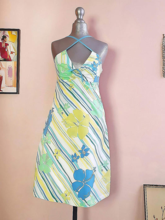 Vintage 90s Summer Dress Billabong Floral Surfer Girl Sundress Cotton - Size 10