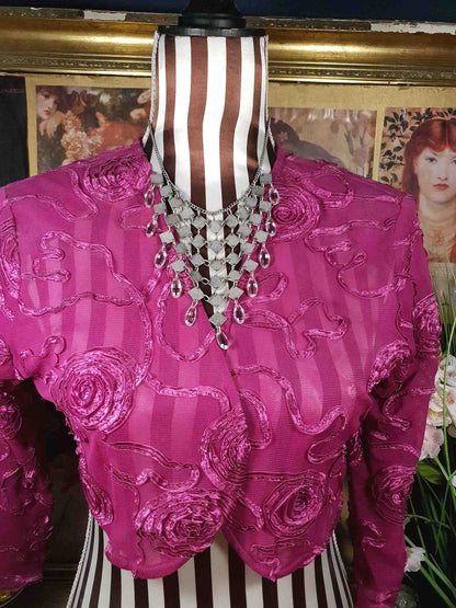 Vintage 90s Boho Metal Statement Necklace Rhinestone Bohemian