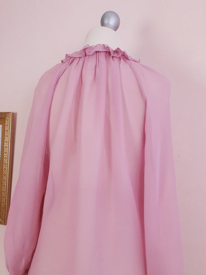 Vintage 90s Pink Silk Laura Ashley Blouse Shirt Top - Size 12