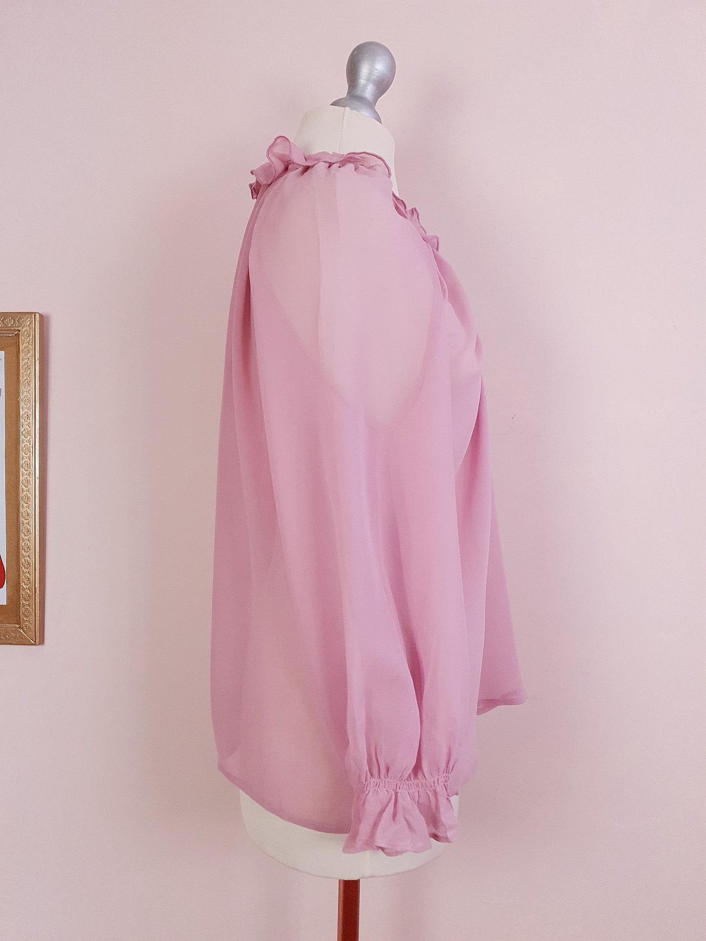 Vintage 90s Pink Silk Laura Ashley Blouse Shirt Top - Size 12