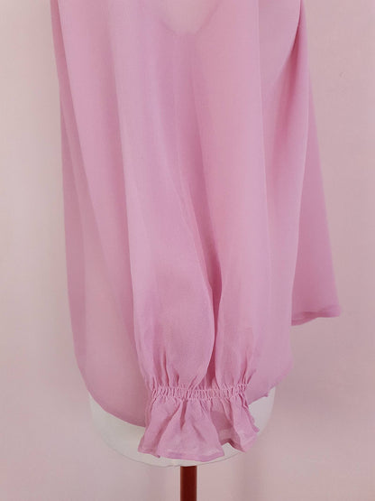 Vintage 90s Pink Silk Laura Ashley Blouse Shirt Top - Size 12