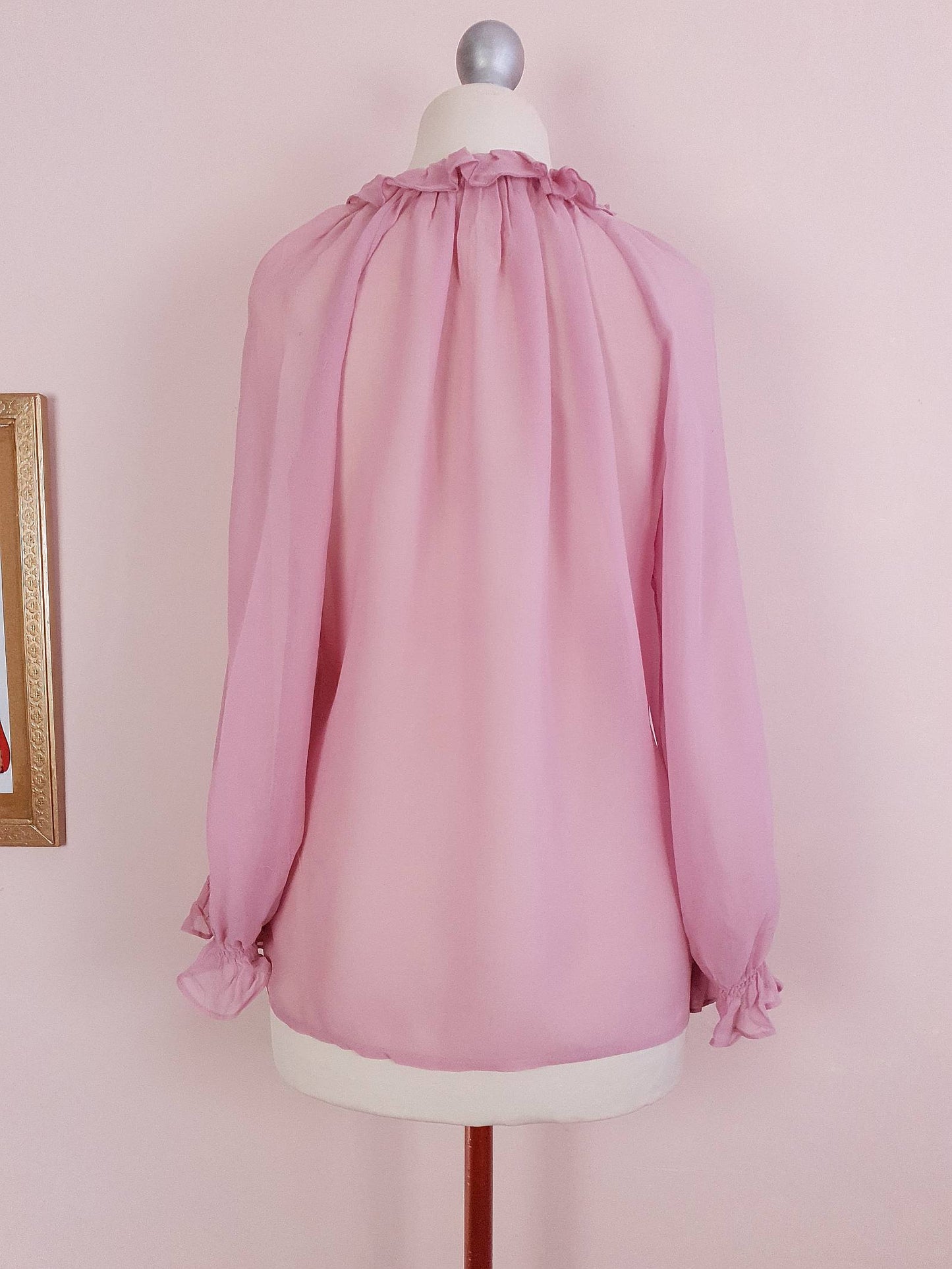 Vintage 90s Pink Silk Laura Ashley Blouse Shirt Top - Size 12