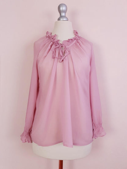 Vintage 90s Pink Silk Laura Ashley Blouse Shirt Top - Size 12
