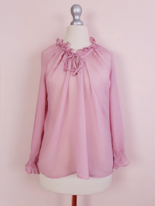 Vintage 90s Pink Silk Laura Ashley Blouse Shirt Top - Size 12