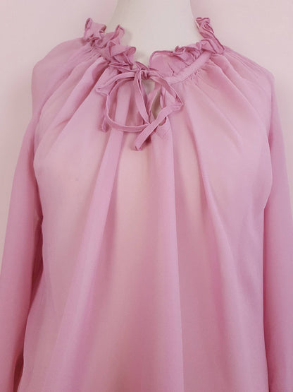 Vintage 90s Pink Silk Laura Ashley Blouse Shirt Top - Size 12