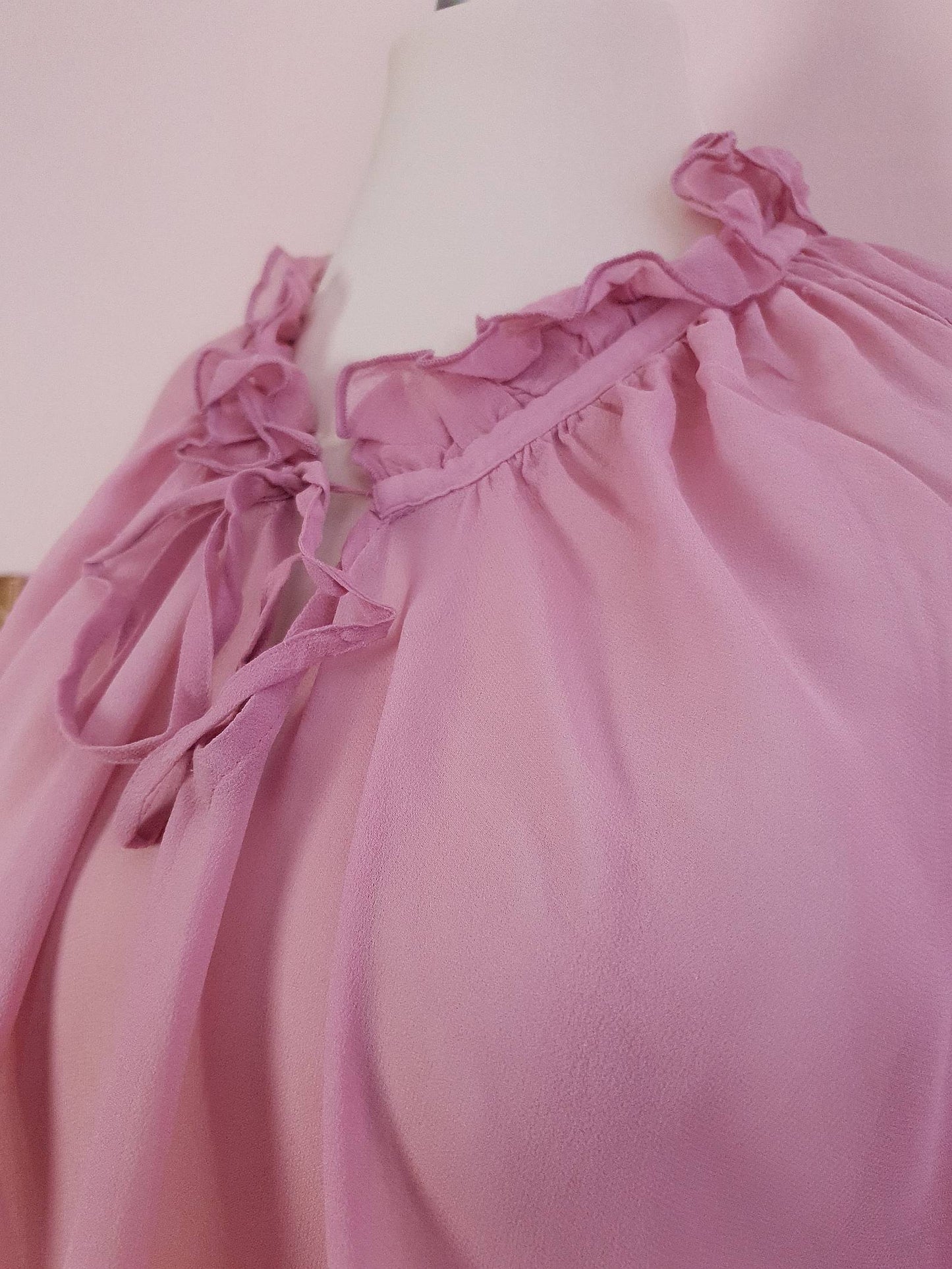Vintage 90s Pink Silk Laura Ashley Blouse Shirt Top - Size 12