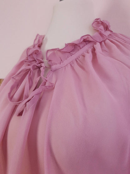 Vintage 90s Pink Silk Laura Ashley Blouse Shirt Top - Size 12