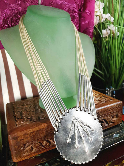Vintage 90s Boho Metal Necklace Southwestern Style Bohemian