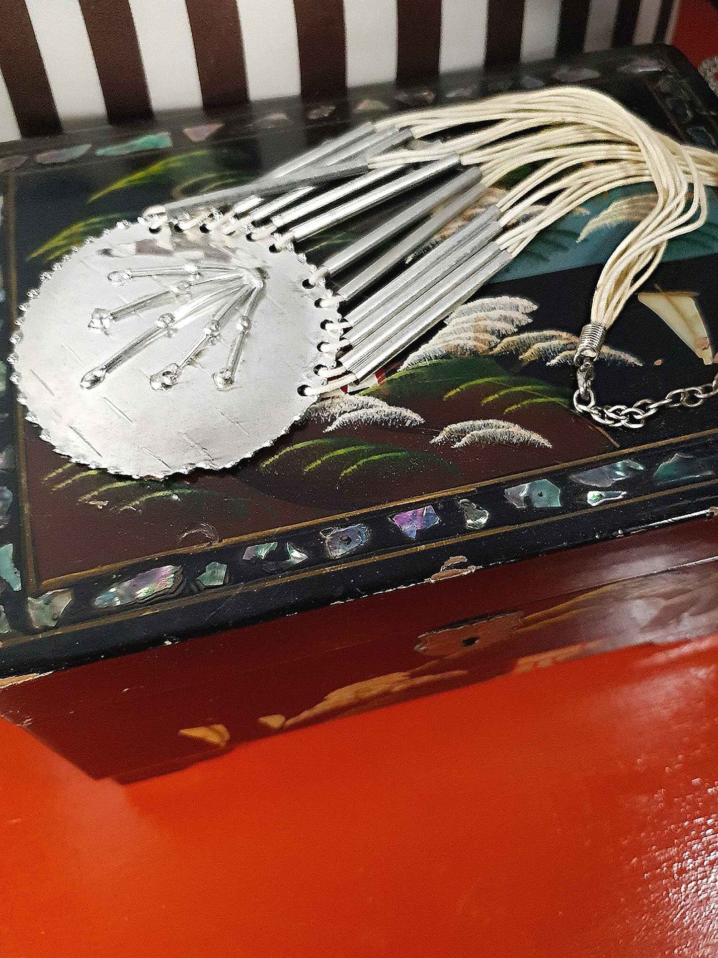 Vintage 90s Boho Metal Necklace Southwestern Style Bohemian