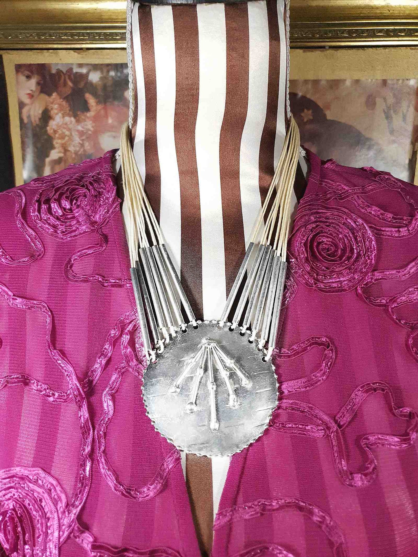 Vintage 90s Boho Metal Necklace Southwestern Style Bohemian