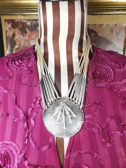 Vintage 90s Boho Metal Necklace Southwestern Style Bohemian