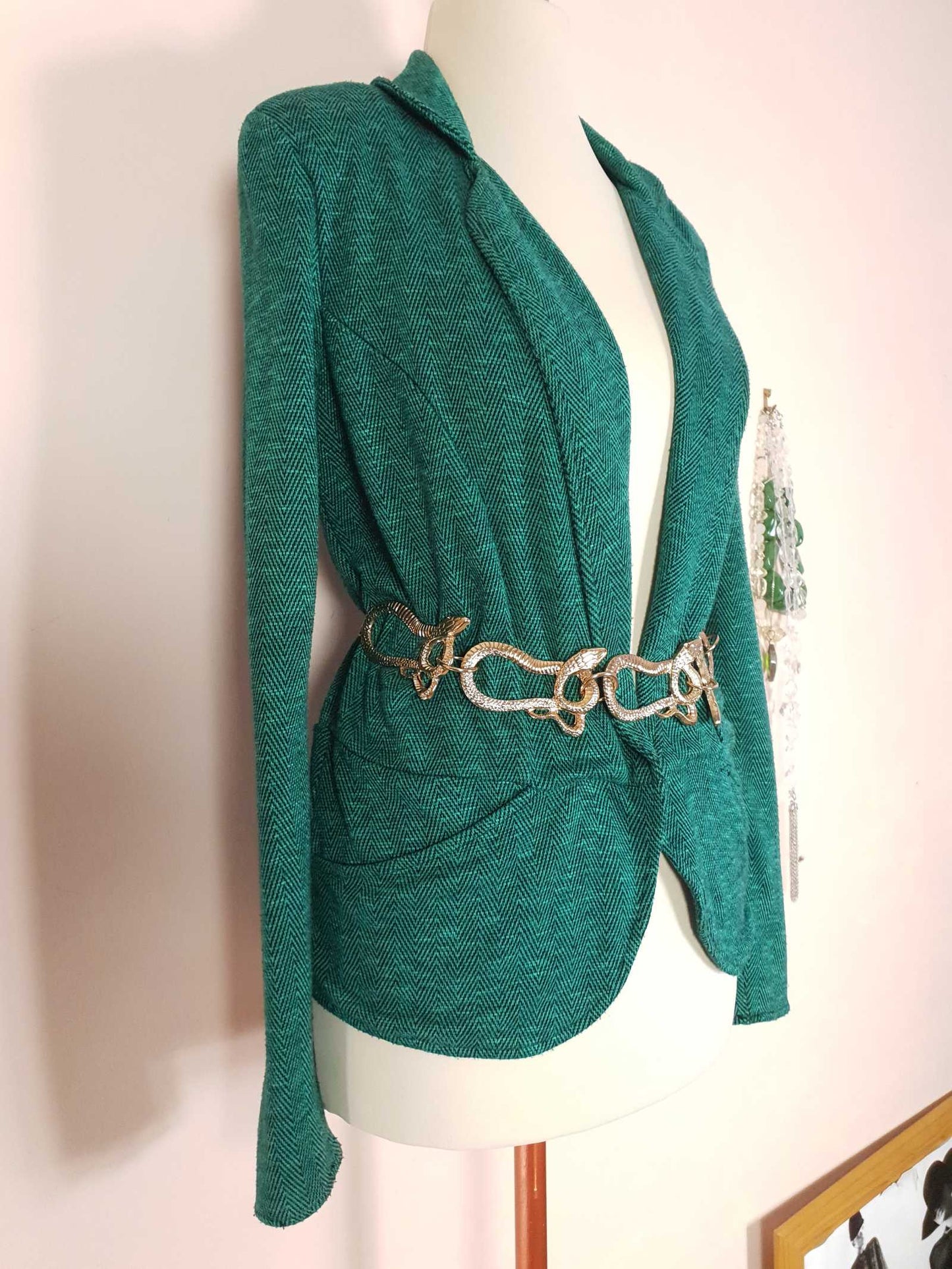 Vintage 90s Green Jacket Size 8 Blazer