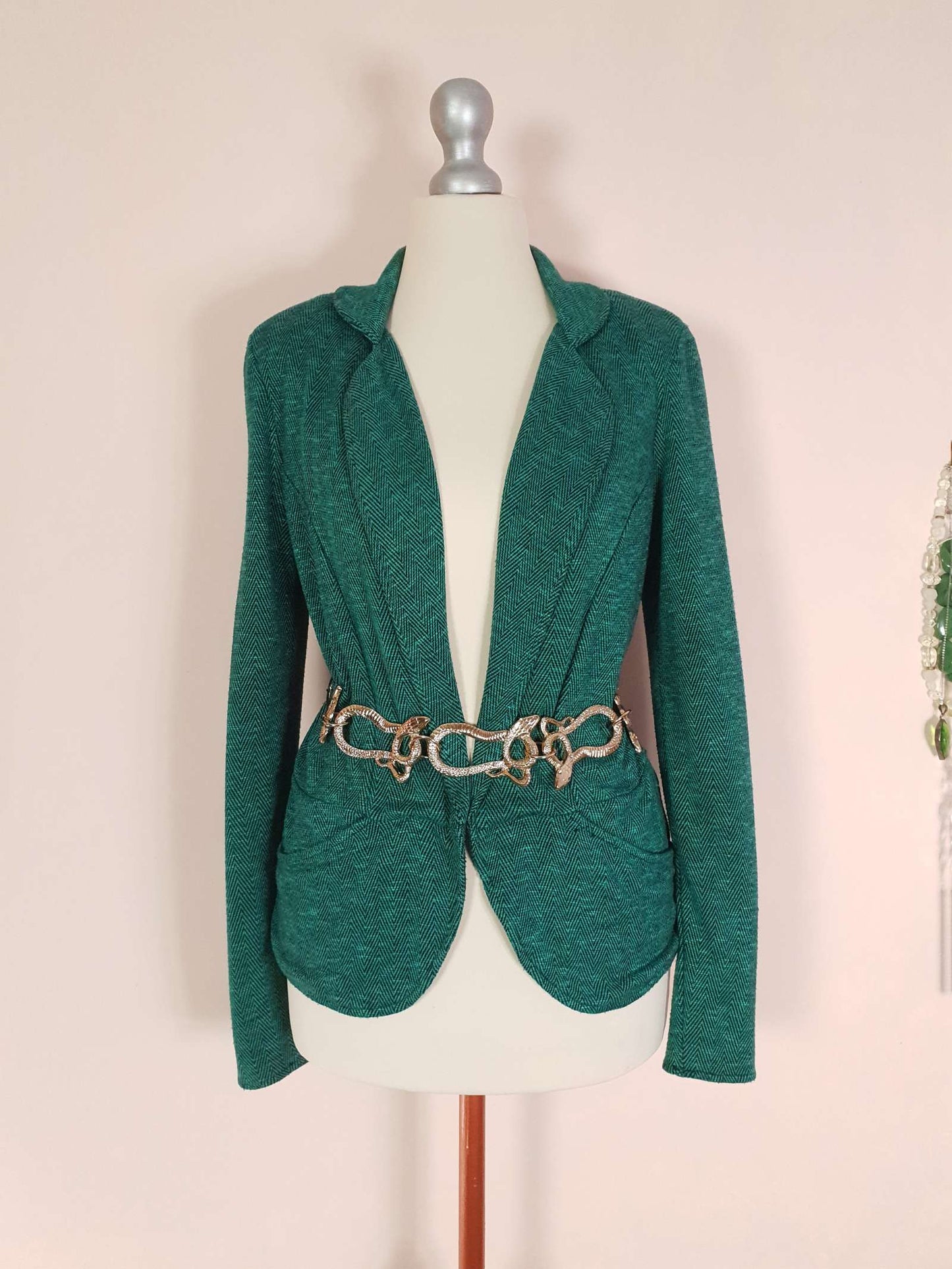 Vintage 90s Green Jacket Size 8 Blazer