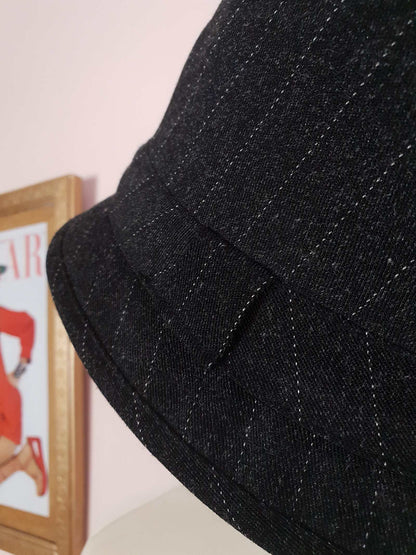 90s Vintage Grey Pinstripe Trilby Hat Fedora