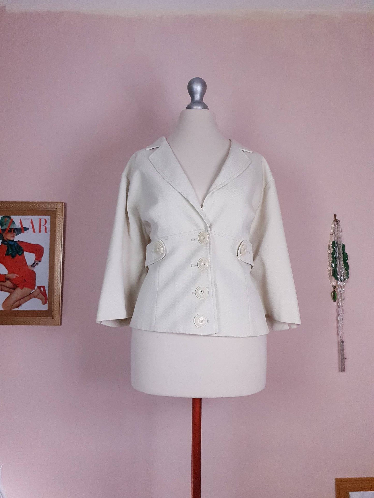 Vintage 90s White Jacket Ladies - 50s Style Size 16