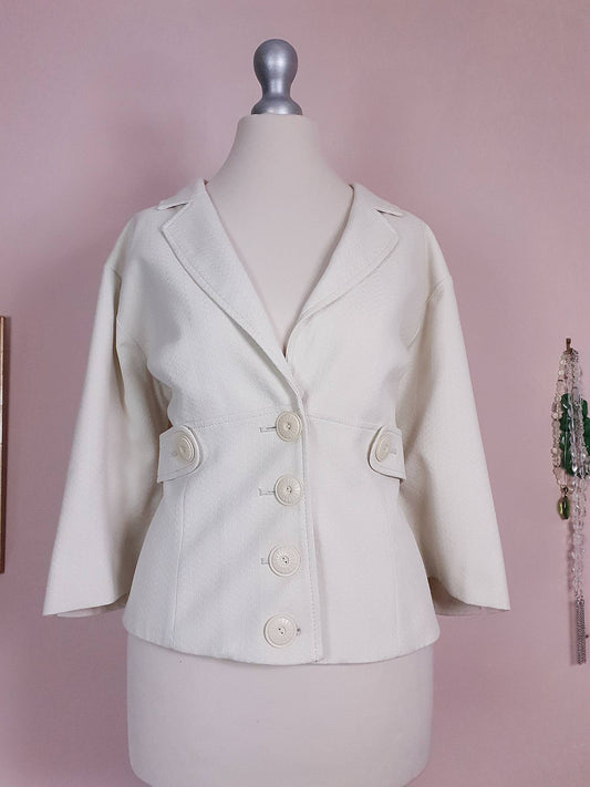 Vintage 90s White Jacket Ladies - 50s Style Size 16