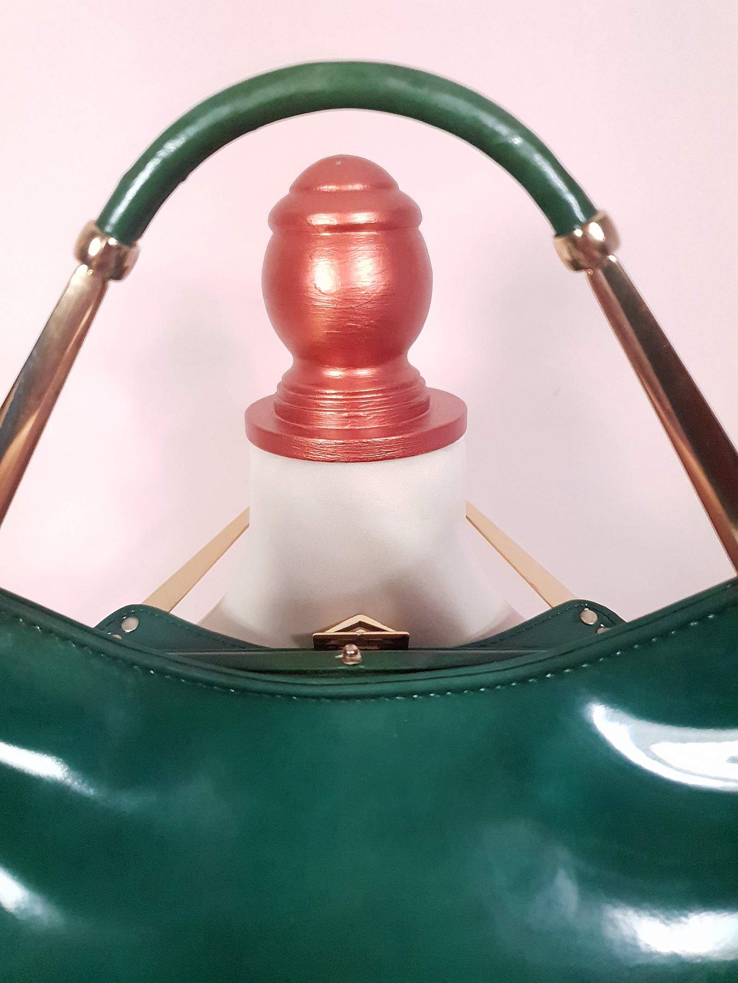 English Classics - Gorgeous 1950s Ackery London Green Marble Patent Handbag Tote