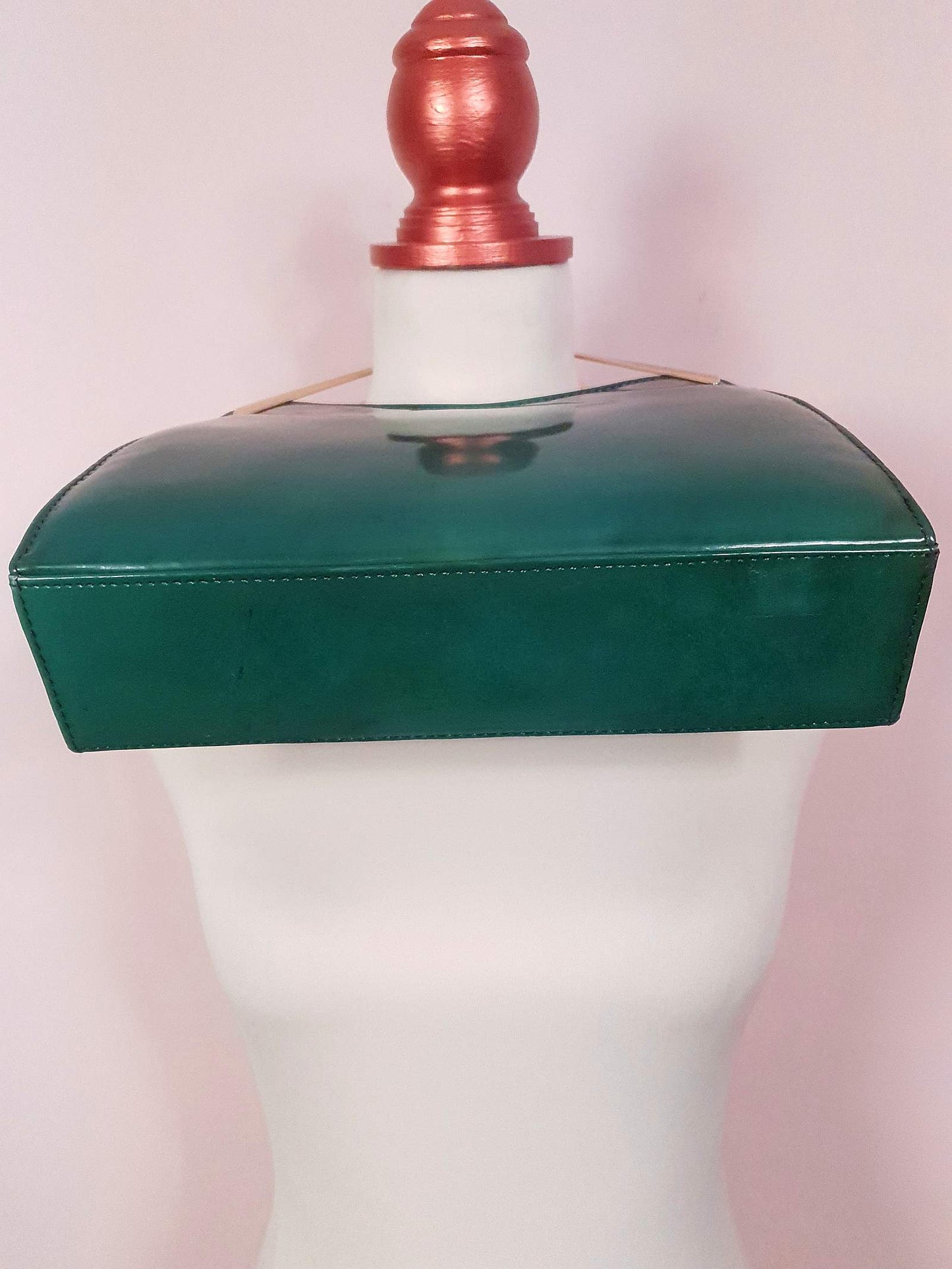 English Classics - Gorgeous 1950s Ackery London Green Marble Patent Handbag Tote