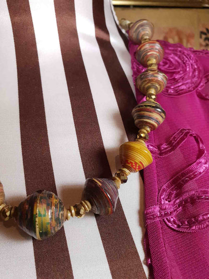 Vintage African Boho Necklace 22" Bohemian Multi Coloured