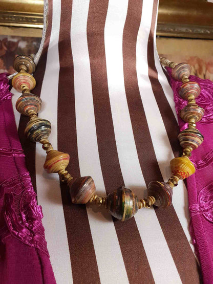 Vintage African Boho Necklace 22" Bohemian Multi Coloured