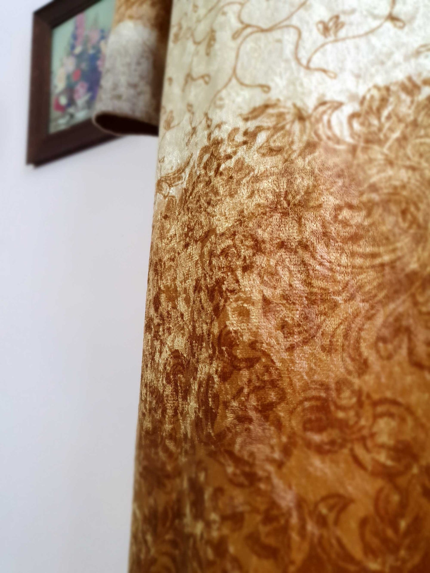 Vintage Boho Dress 90s Velvet Maxi Caramel - Size 14 Bohemian