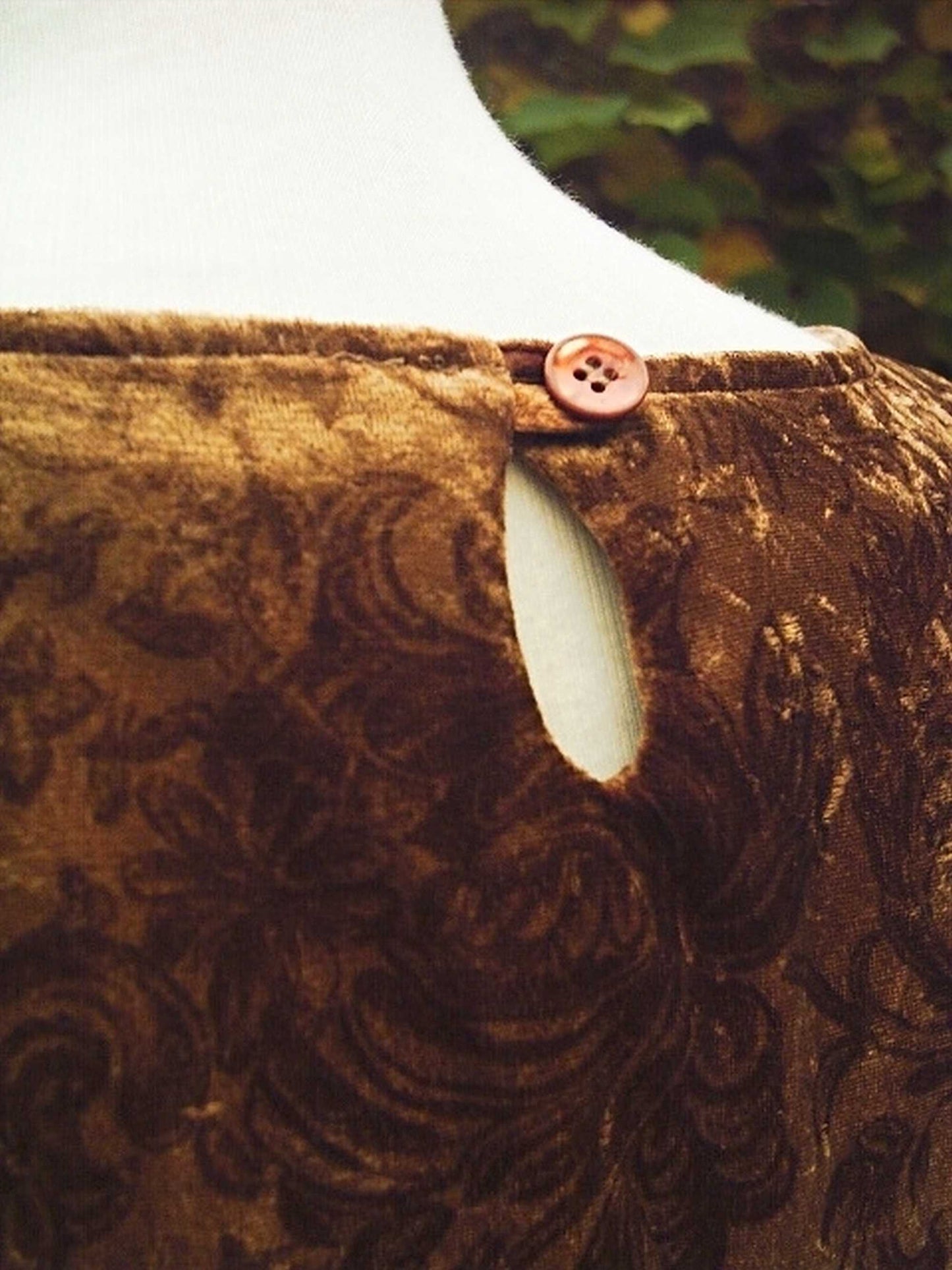 Vintage Boho Dress 90s Velvet Maxi Caramel - Size 14 Bohemian