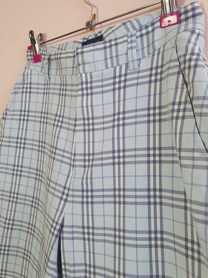 Vintage 90s Burberry Check Golf Shorts Pale Blue Preppy Ladies -  Size 8
