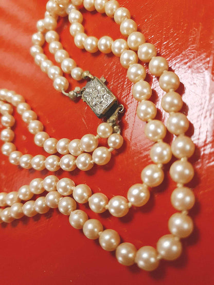 Vintage Edwardian Faux Pearl Necklace Double Strand Antique Pearls
