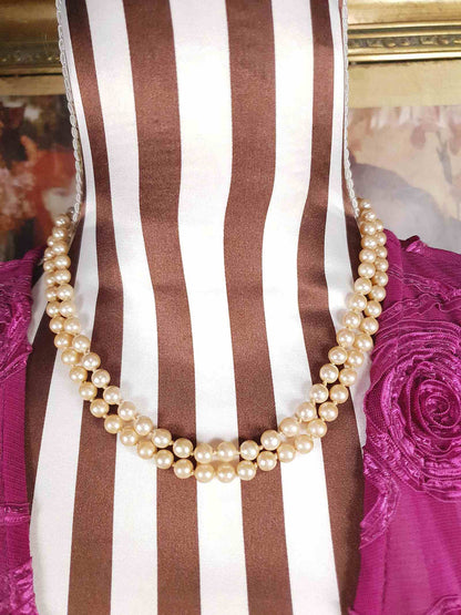 Vintage Edwardian Faux Pearl Necklace Double Strand Antique Pearls