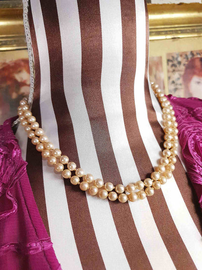 Vintage Edwardian Faux Pearl Necklace Double Strand Antique Pearls