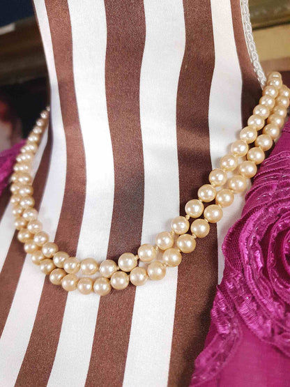 Vintage Edwardian Faux Pearl Necklace Double Strand Antique Pearls