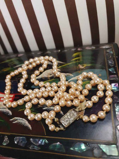 Vintage Edwardian Faux Pearl Necklace Double Strand Antique Pearls
