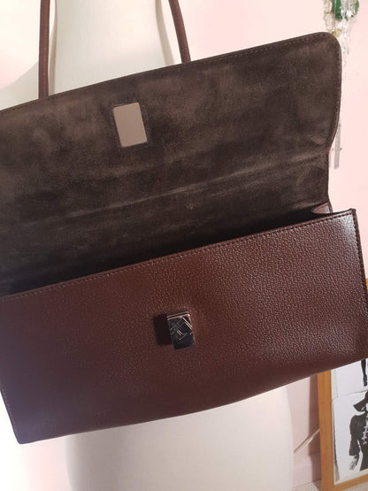 Vintage Dark Brown Leather Furla Handbag Shoulder Bag