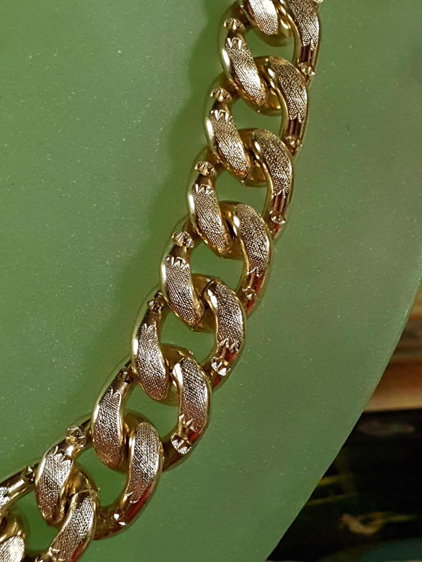 Vintage Curb Link Chain Necklace 16" Gold Tone Choker 1980s