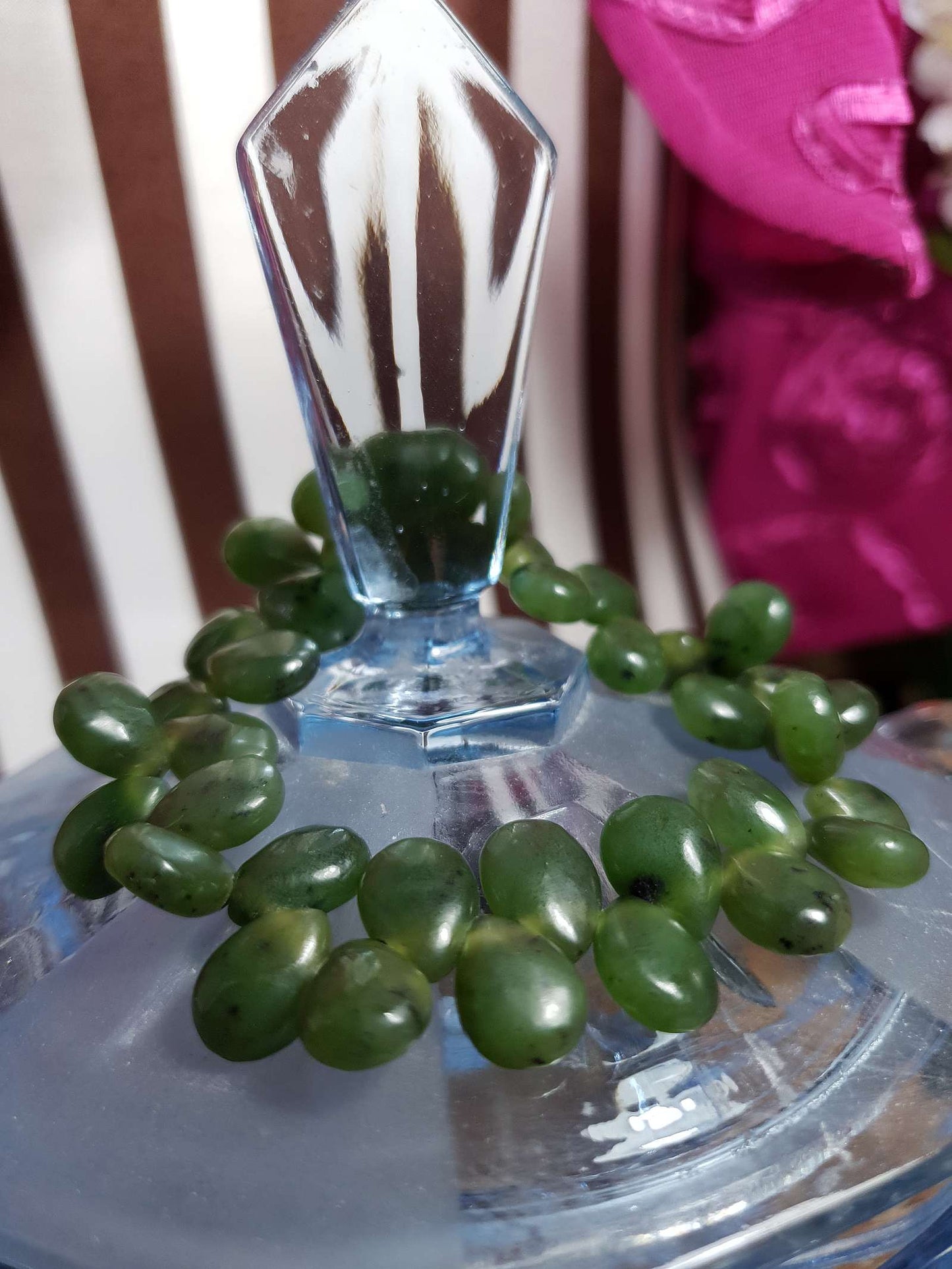 Vintage Green Dalmatian Jasper Bracelet Gemstone