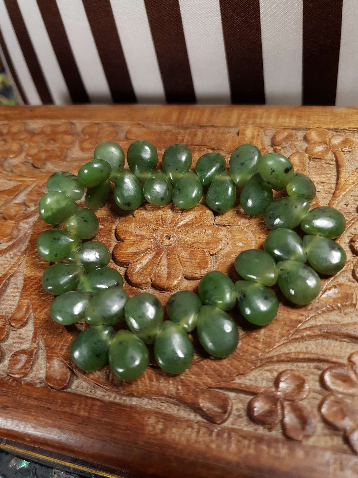 Vintage Green Dalmatian Jasper Bracelet Gemstone