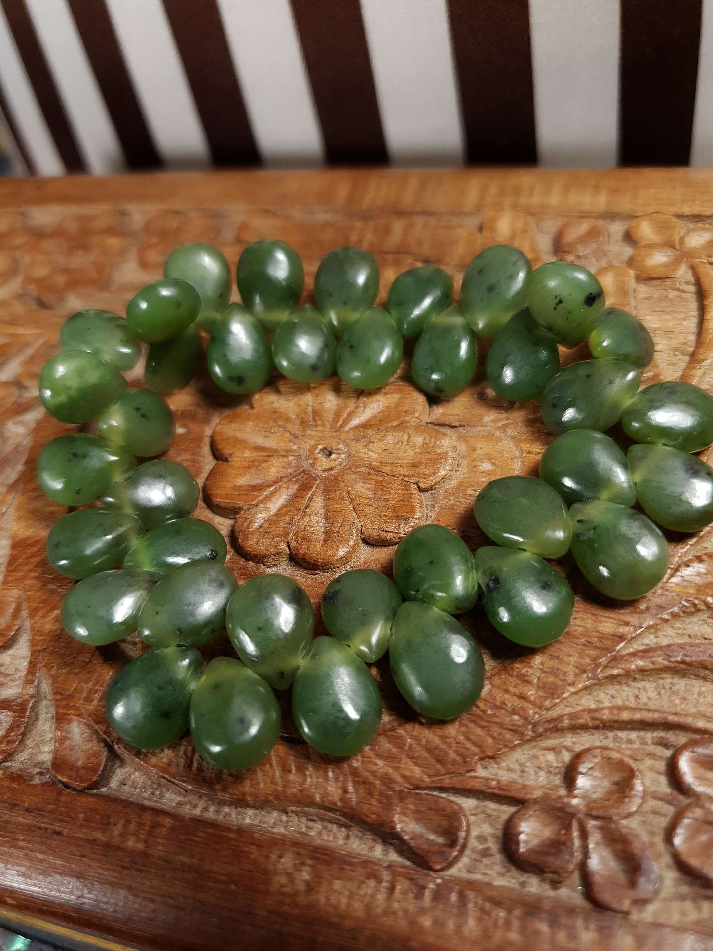Vintage Green Dalmatian Jasper Bracelet Gemstone