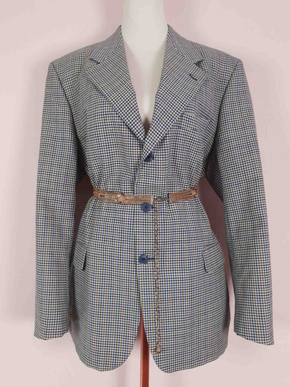 Vintage 90s Wool Check Jacket Italian Blazer Oversize